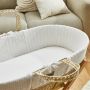 The Little Green Sheep Hoeslaken Moses Basket - Jersey White