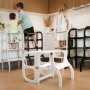 Outlet Ette Tete Leertoren Step'n Sit - Inklapbaar tot tafel en stoel - Naturel met zilver clips