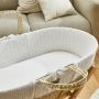 The Little Green Sheep Hoeslaken Moses Basket - Jersey White