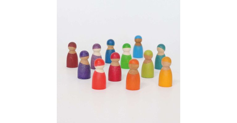 Grimm's 12 houten Regenboog vriendjes houten speelgoed  - 10581