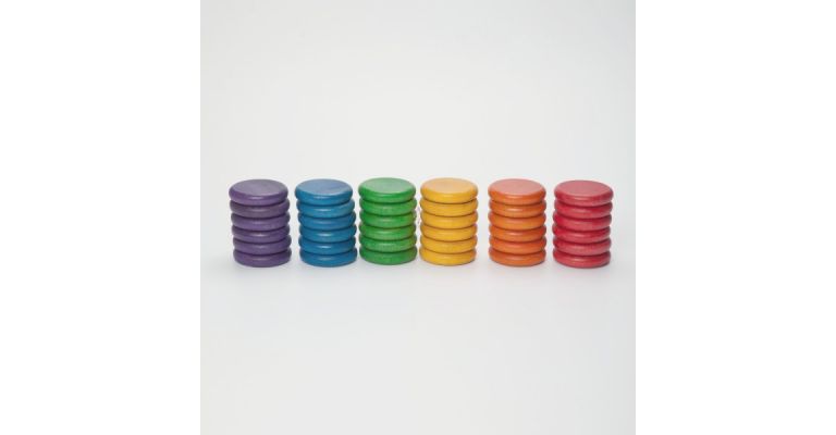 Grapat Houten Speelgoed 36 x Munten (6 kleuren)
