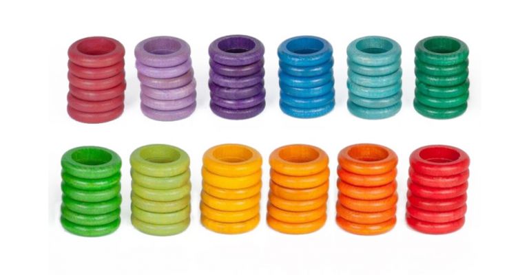 Grapat Houten Speelgoed 72 x Ringen (12 kleuren)