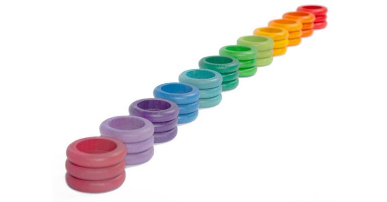 Grapat Houten Speelgoed 36 x Ringen (12 kleuren)