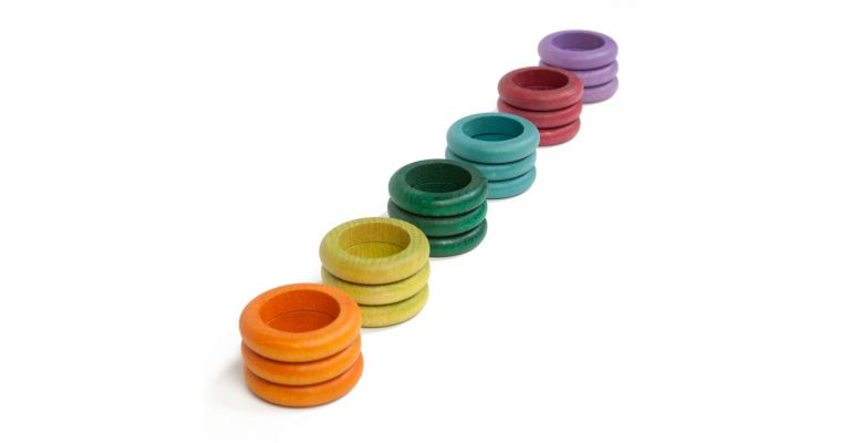 Grapat Houten Speelgoed 18 x Ringen ( 6 extra kleuren)