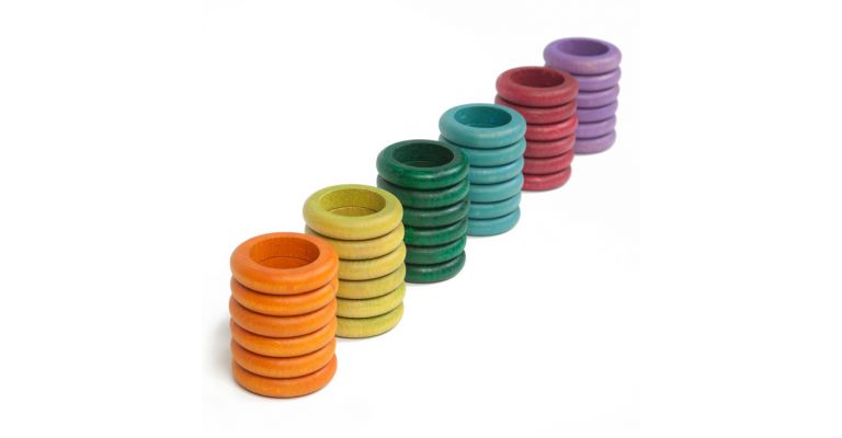 Grapat Houten Speelgoed 36 x Ringen (6 extra kleuren)