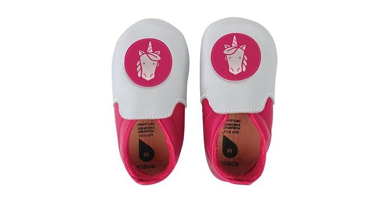 Bobux babyslofjes silver & fuchsia unicorn loafer 