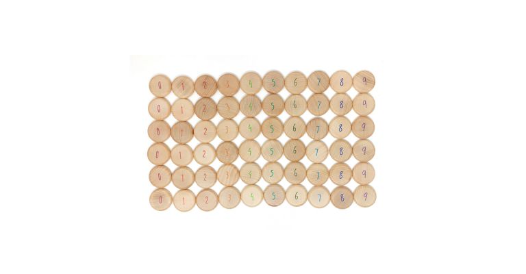 Grapat Set van 60 muntjes met cijfer