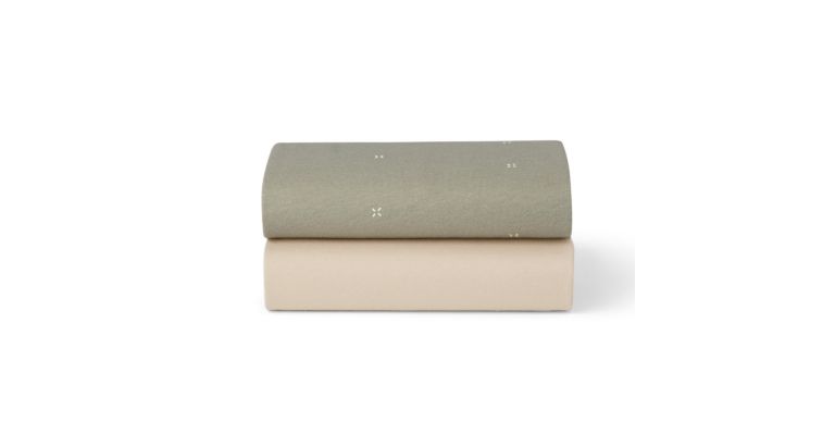 Snüz Jersey Hoeslakens –  Twin Set - Sage / Cross- Geschikt voor SnüzPod 3, 4, 5 & Studio