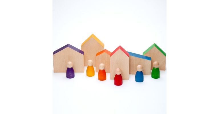 Grapat Speelgoed  Set van 6 huisjes en Nins 