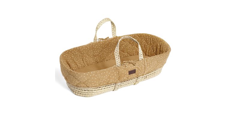 The Little Green Sheep Quilted Moses Basket Honey Rice