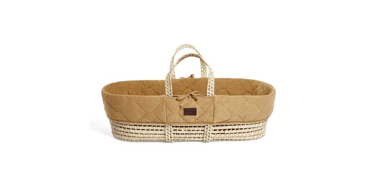 The Little Green Sheep Quilted Moses Basket Honey