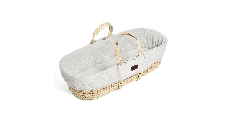 The Little Green Sheep Quilted Moses Basket Dove Rice