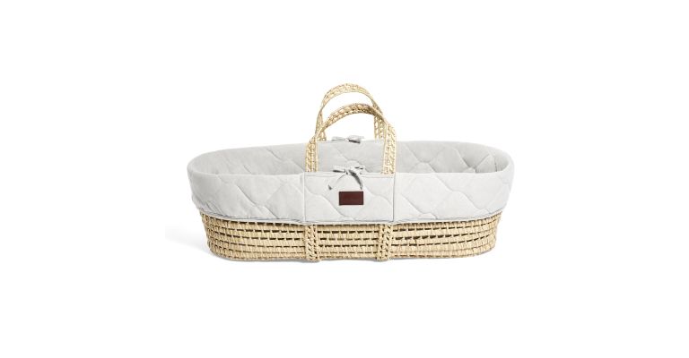 The Little Green Sheep Quilted Moses Basket Dove