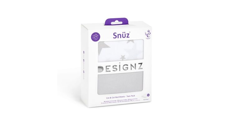 Snuz Twin Pack Beddengoed voor Snuzkot Grey Star
