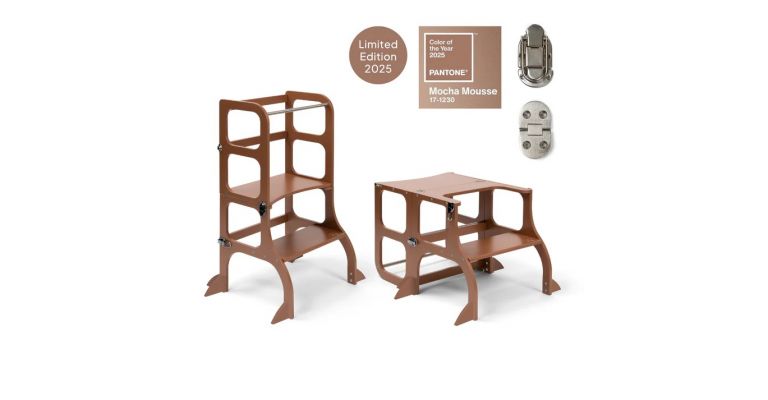 Ette Tete Leertoren Step'n Sit - Inklapbaar tot tafel en stoel - Mocha Mousse- Met extra support