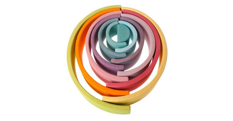 Grimm's Regenboog 12-delig, Pastel kleuren houten speelgoed  - 10673
