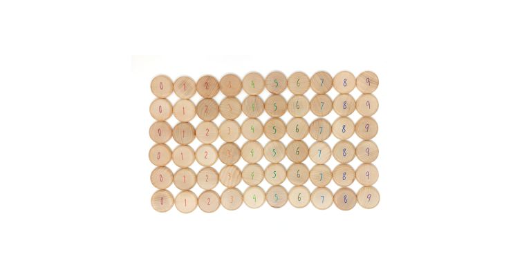 Grapat Set van 60 muntjes met cijfer