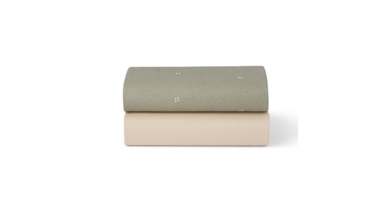 Snüz Jersey Hoeslakens – Twin Set - Sage / Cross- Geschikt voor SnüzPod 3, 4, 5 & Studio