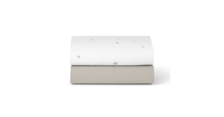 Snüz Jersey Hoeslakens –  Twin Set - White / Star- Geschikt voor SnüzPod 3, 4, 5 & Studio