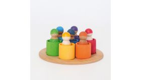 Grimm's 7 Regenboogvriendjes met bakjes en schaaltje - 10580
