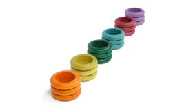 Grapat Houten Speelgoed 18 x Ringen ( 6 extra kleuren)
