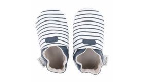 Bobux Babyslofjes White with blue stripes - Small