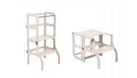 Ette Tete Leertoren Step'n Sit - Inklapbaar tot tafel en stoel - Grijs met zilver clips