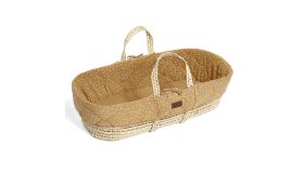 The Little Green Sheep Quilted Moses Basket Honey Rice