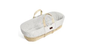 The Little Green Sheep Quilted Moses Basket Dove Rice