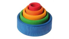 Grimm's Stapelbakjes, buitenkant blauw houten speelgoed  - 10350