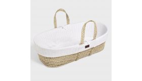 The little green sheep Organic Knit Moses Basket Set White