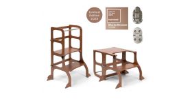 Ette Tete Leertoren Step'n Sit - Inklapbaar tot tafel en stoel - Mocha Mousse- Met extra support