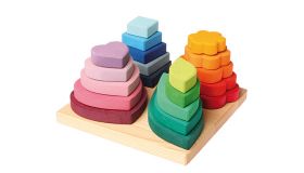 Grimm's Stacking Tower Various Shapes houten speelgoed  - 11075