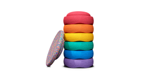 Stapelstein Stapelstenen Rainbow klein - 6 delig met confetti balance board 