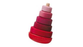 Grimm's Wobbly Stacking Tower, pink houten speelgoed  - 11011